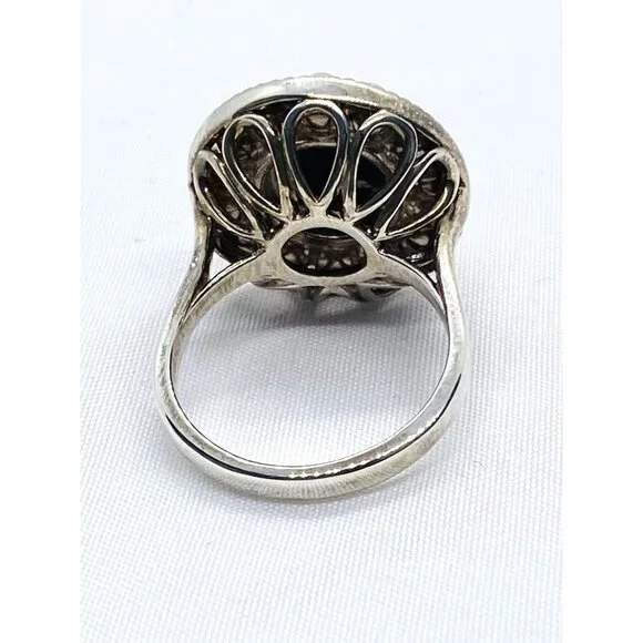 Tiffany & Co 925 Ziegfeld Pearl & Onyx Cocktail Circle Ring sz 8 - Picture 6 of 9